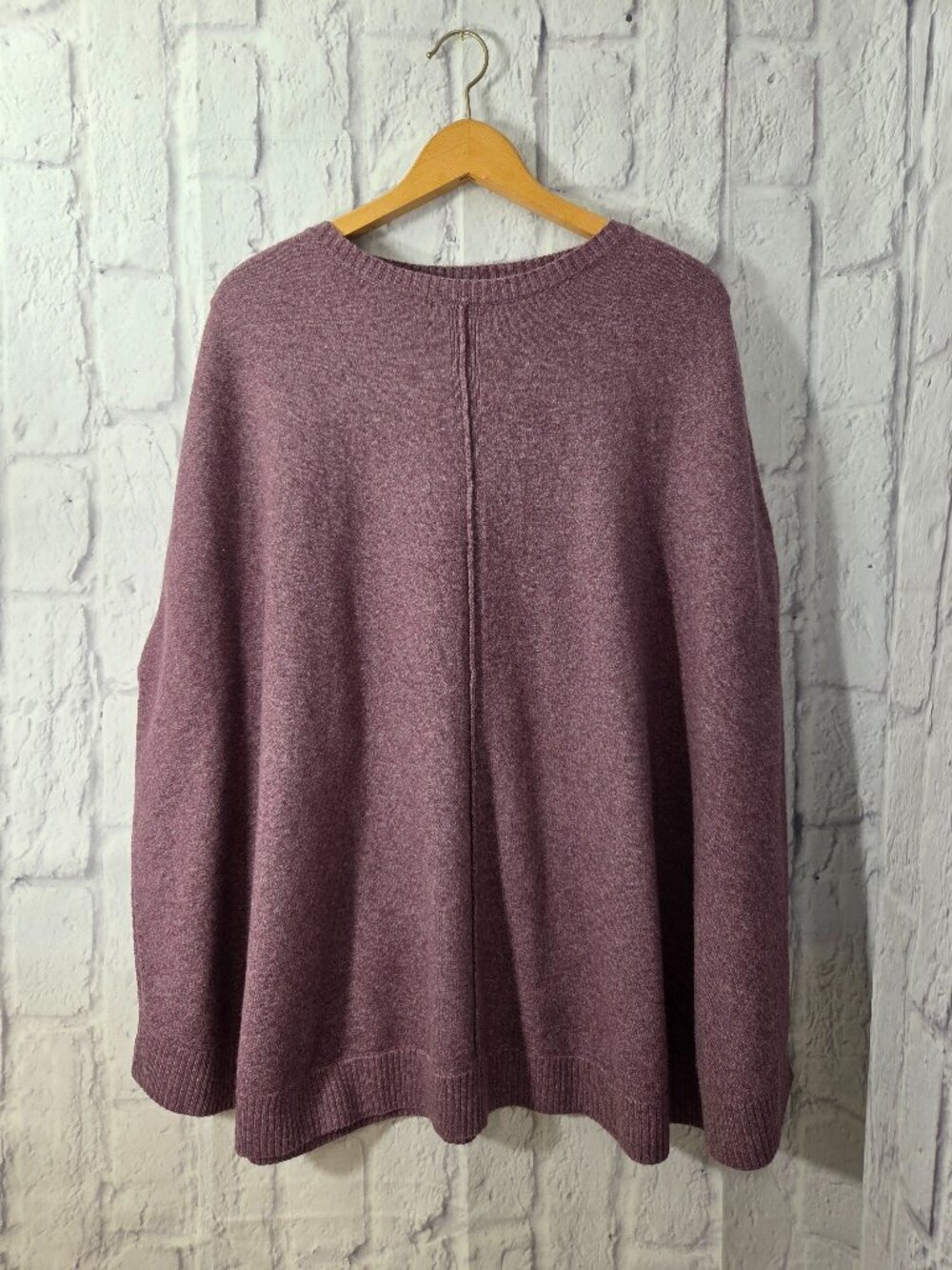 J. Jill One Size Marled Purple Crewneck Midweight Casual Fall Sweater Poncho